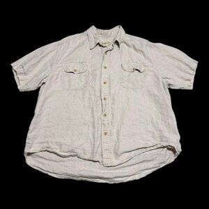 Eddie‎ Bauer 100% Linen Short Sleeve Casual Button Up Shirt Adult XL